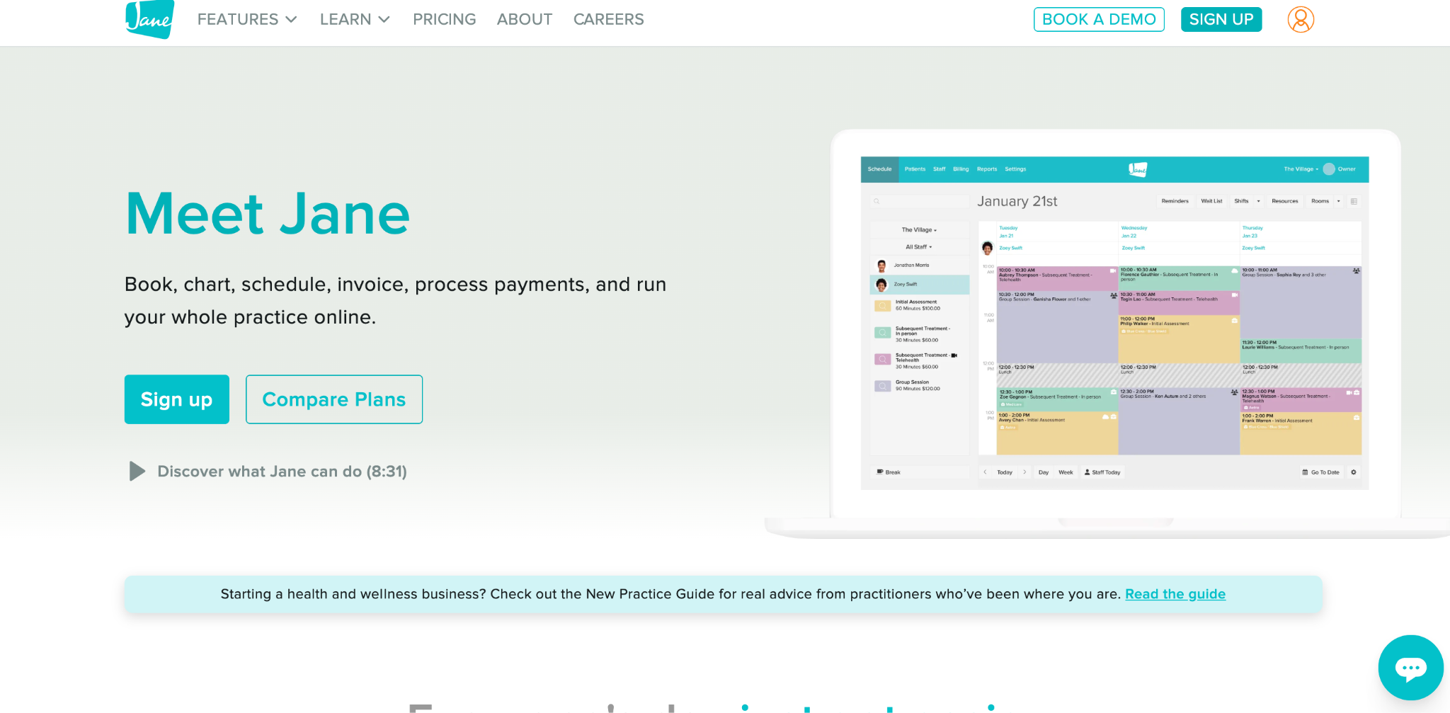 Jane App chiropractic EHR software